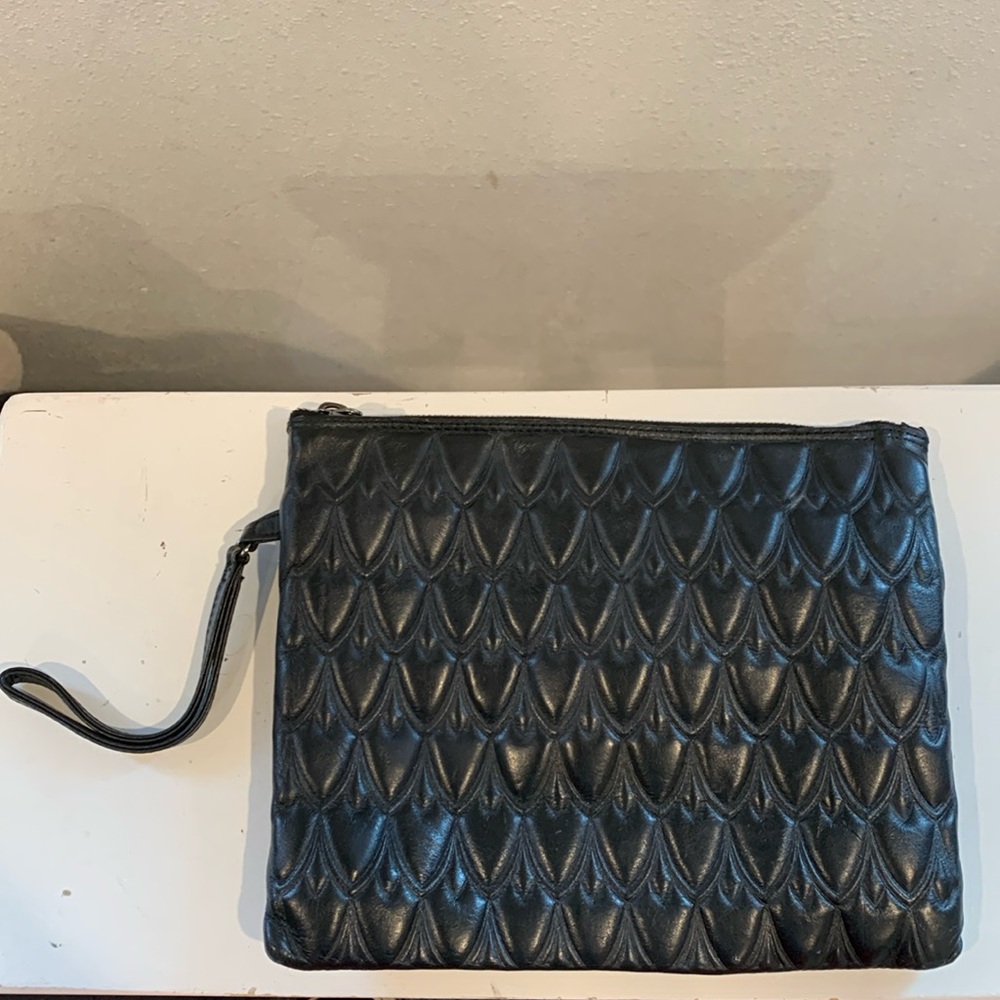 Reece Hudson Bowery Pouchette Clutch black leather